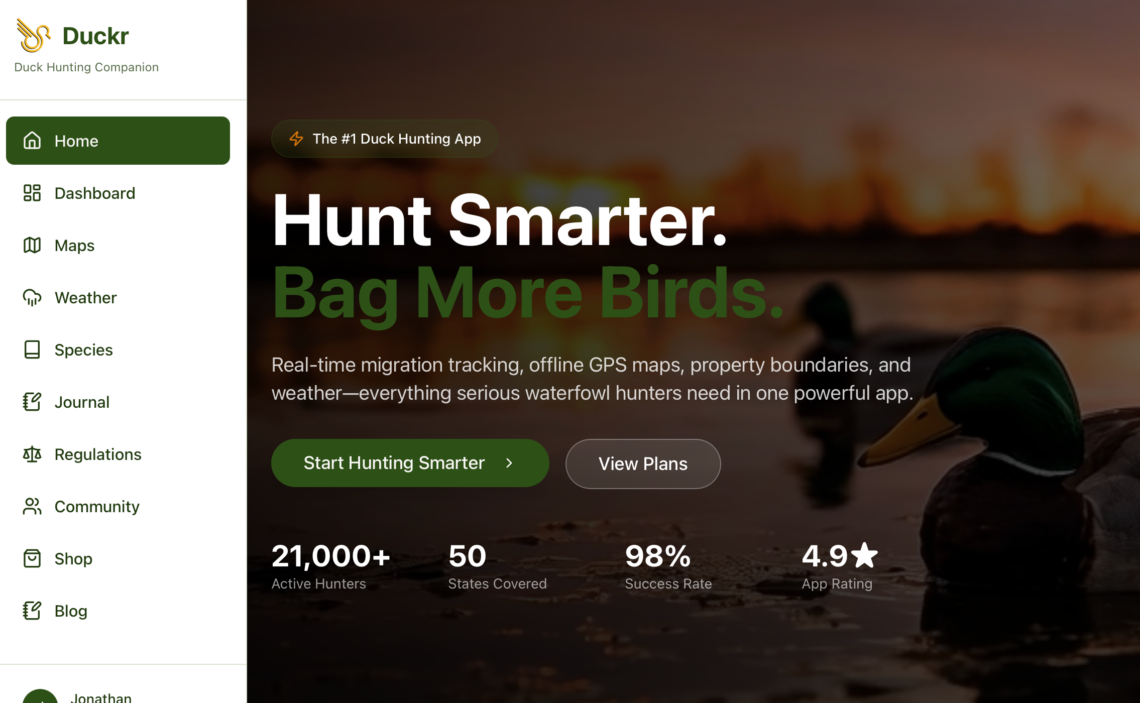 Duckr: Track migrations and plan smarter waterfowl hunts | BetaList