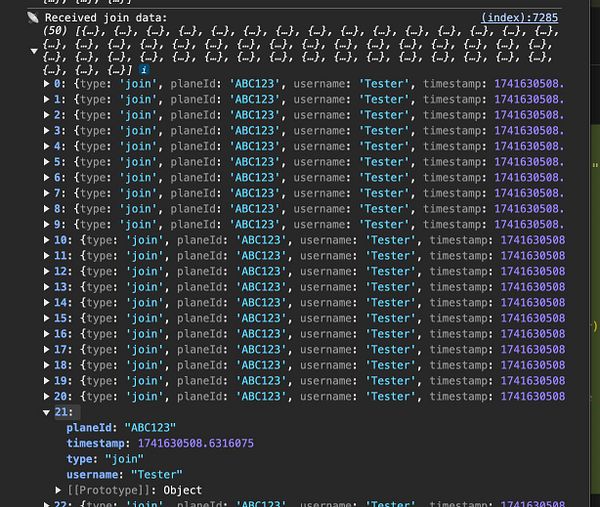 The image displays a code snippet showing received join data in a structured format.