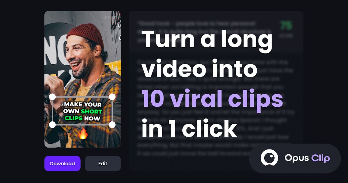 Opus Clip slices your long‑form content into viral vertical shorts—fast. Paste a YouTube URL or upload a video file, and its AI detects highlights, adds captions, and exports dozens of clips in bulk. Perfect for TikTok, Reels, and YouTube Shorts.