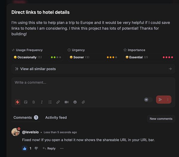Map view displaying multiple hotel markers over a city area with a sidebar list of hotels on the left.