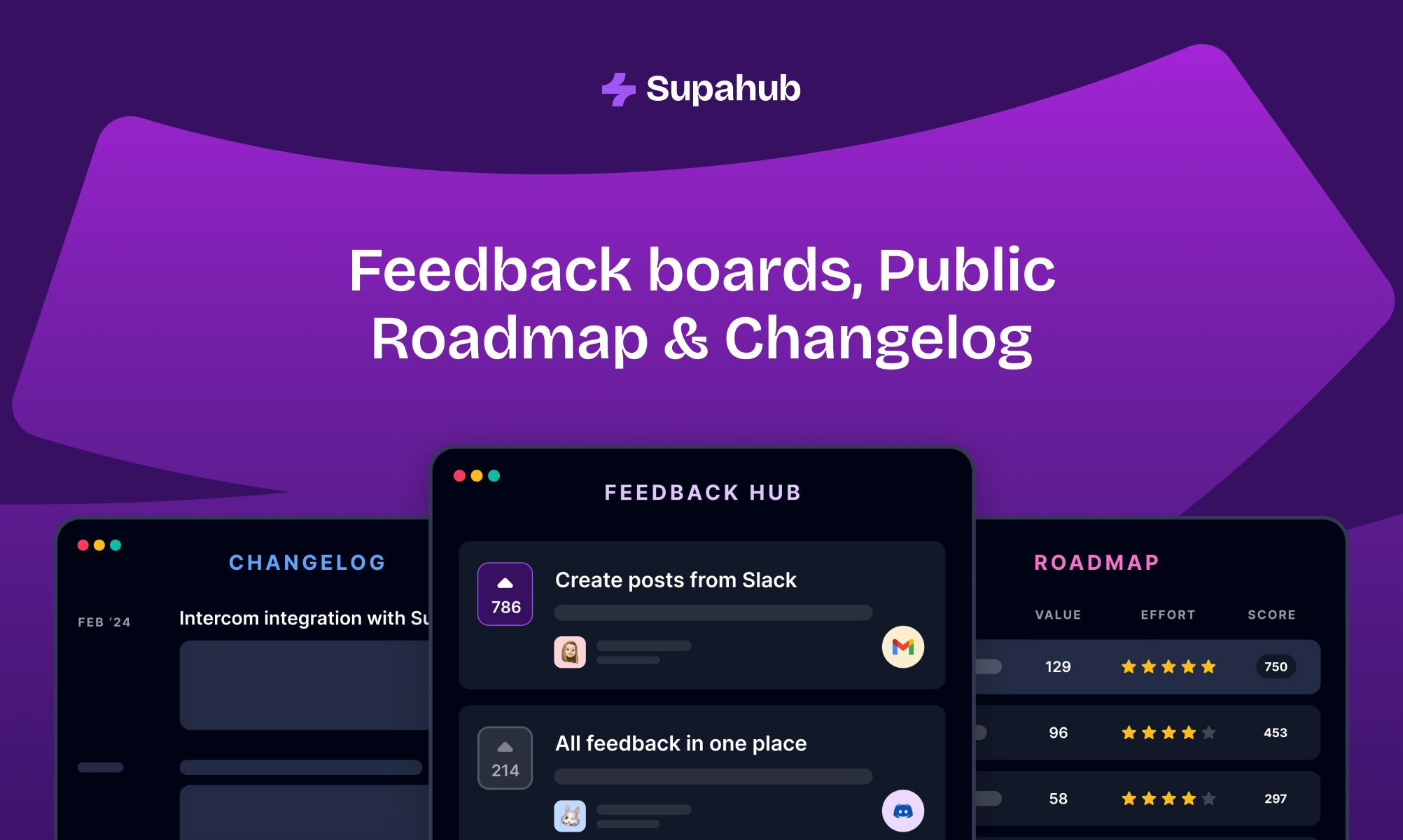 Supahub: Collect feedback, share roadmap & announce