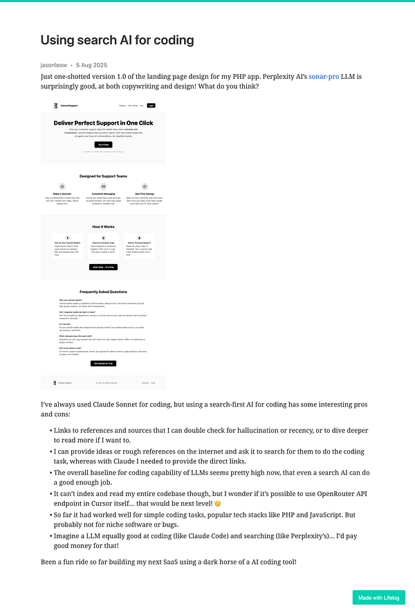 The image displays a landing page design for a PHP app focused on providing support services.