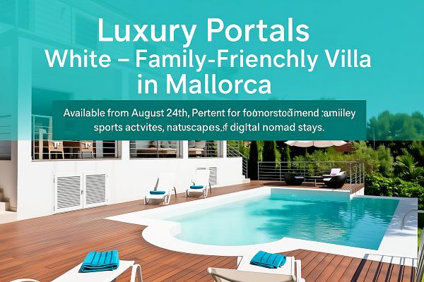 A luxurious villa in Mallorca featuring a pool and outdoor seating area.