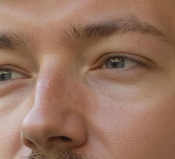 A close-up of a person's face focusing on the eyes and nose.