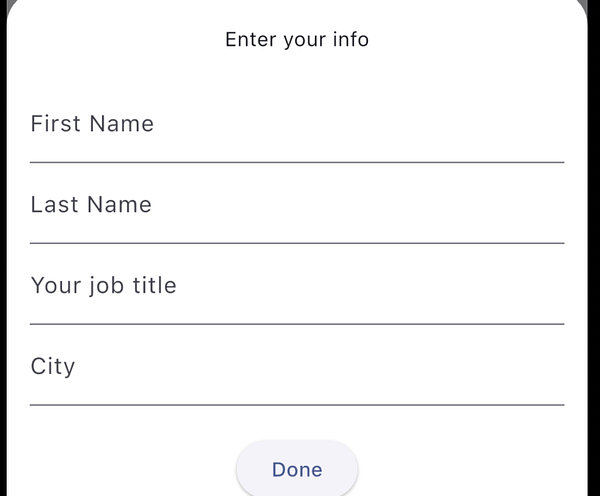 A modal window for entering personal profile information.