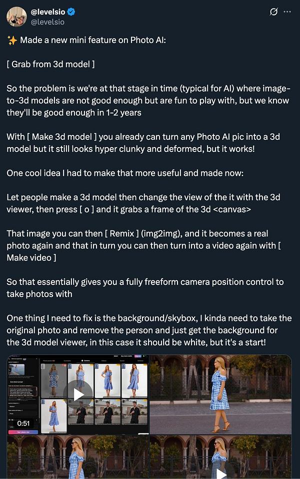 The image displays a user interface for a 3D model feature in a photo editing application.
