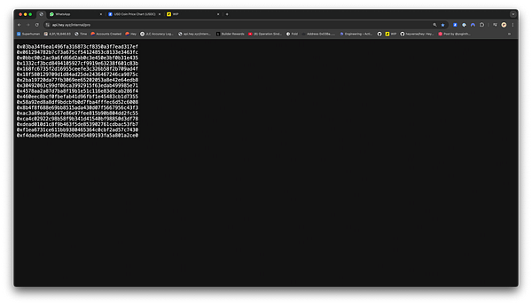 The image displays a code snippet of hexadecimal strings in a web browser interface.