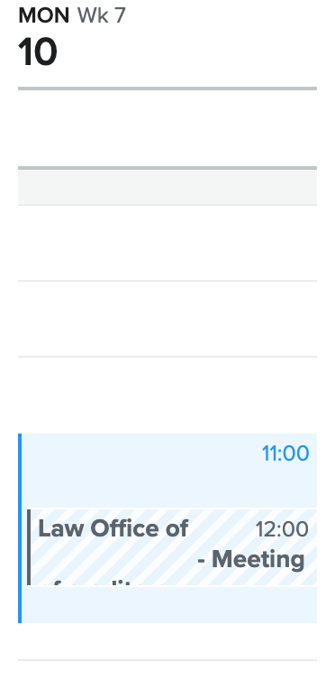 A calendar interface displaying scheduled events for a specific day.