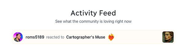 The image displays an activity feed interface showing a user's reaction to a specific content piece.