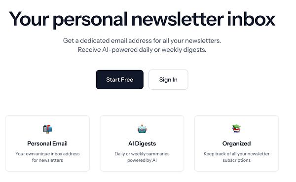The image displays a promotional webpage for Newsdrop.io, highlighting its features for managing newsletters.