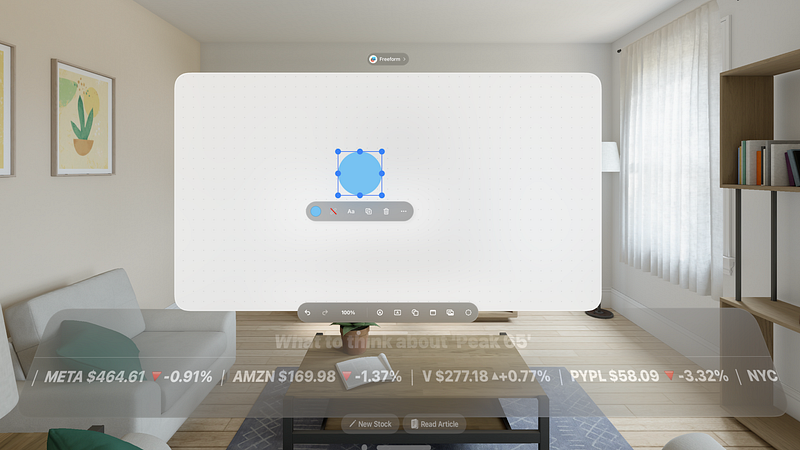 Screenshot of Stocks For Vision Pro