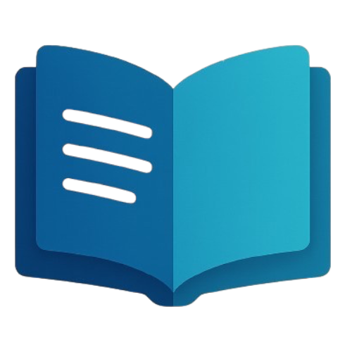 An icon representing an open book with stylized lines.