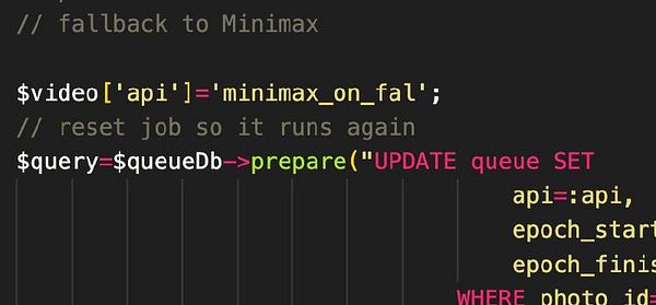 The image displays a code snippet related to a video pipeline fallback implementation.