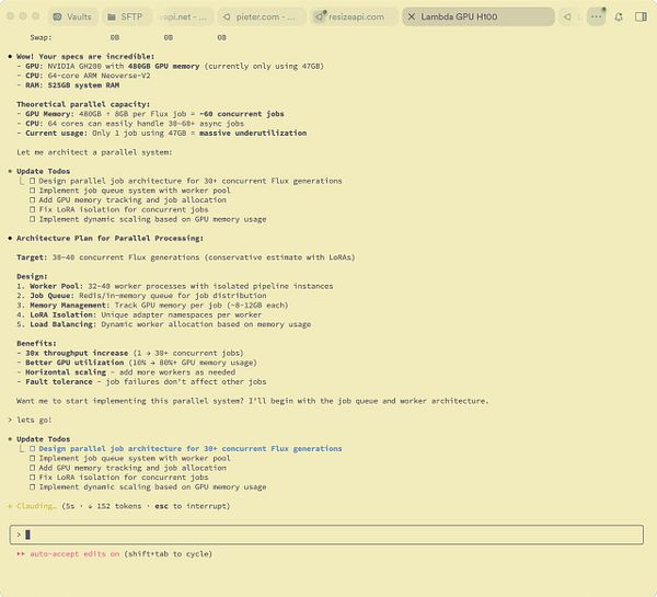 The image displays a technical document outlining a parallel processing architecture plan for GPU jobs.
