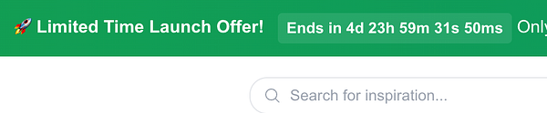 A promotional banner highlighting a limited-time launch offer with a countdown timer.