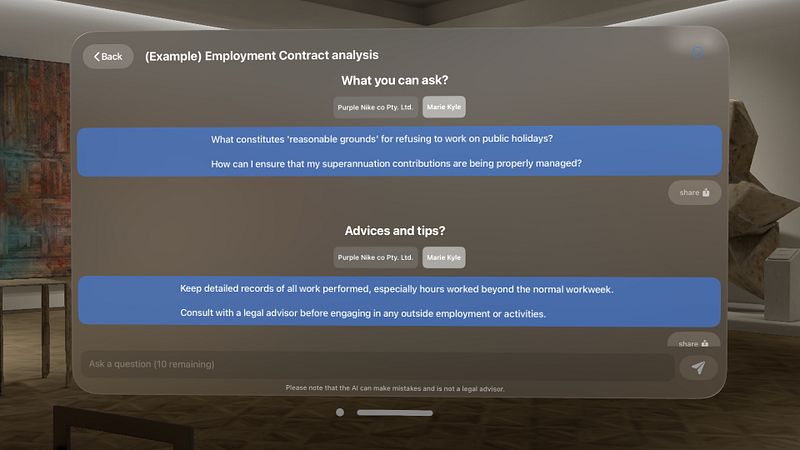 Screenshot of AI Lawyer: legal documents