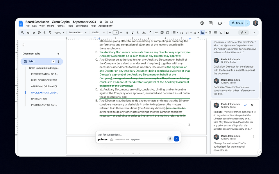 Pointer for Google Docs