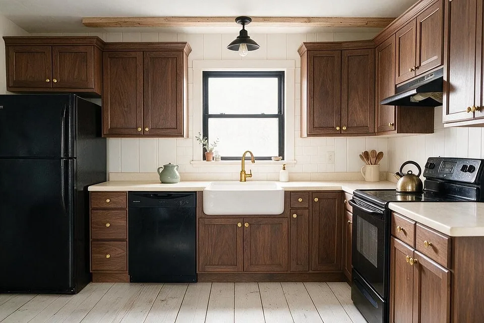 A Farmhouse kitchen in the Walnut Kitchen palette