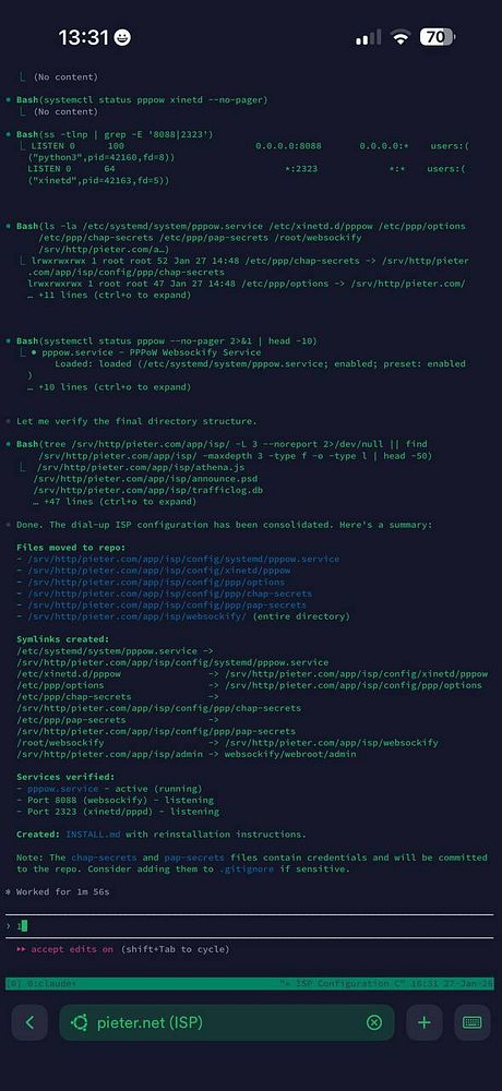 Screenshot of a GitHub repository page showing the file structure of the 'pieter.com' project including an 'isp' folder.