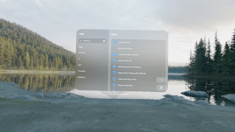 Screenshot of Quick Capture: LifeSnap Notes