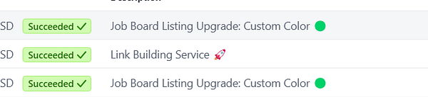A task management interface displaying completed tasks related to job board services.