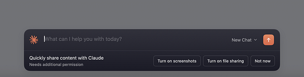 The image displays a user interface for a chat application featuring options to share content with Claude.