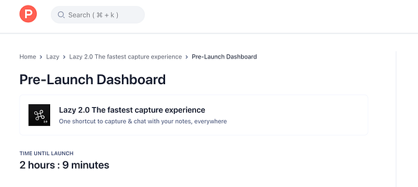 The image displays a pre-launch dashboard for a product on Product Hunt.