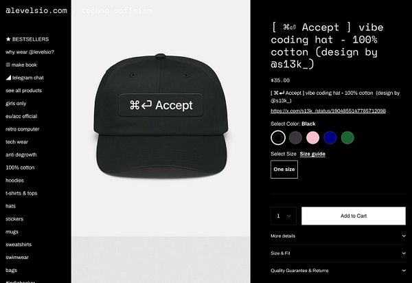 A black baseball cap featuring a unique design with a keyboard shortcut symbol and the word 'Accept'.