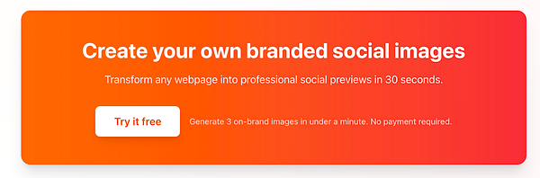 The image features a promotional banner for a service that creates branded social images.