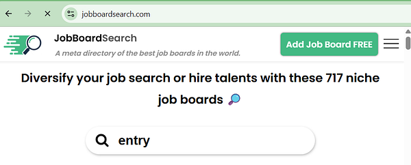 A screenshot of a job board website displaying various job listings and a detailed job description.