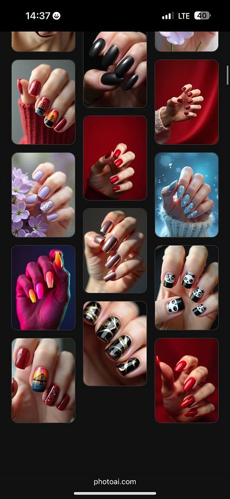 A collage of various nail designs displayed on hands against different backgrounds.