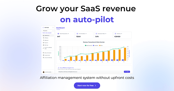 The image displays a dashboard interface for a SaaS referral management tool.
