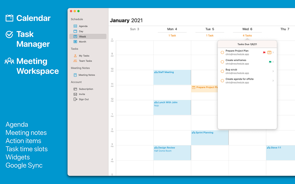 Re:Schedule for Mac