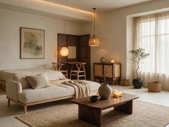 A room in the Japandi style