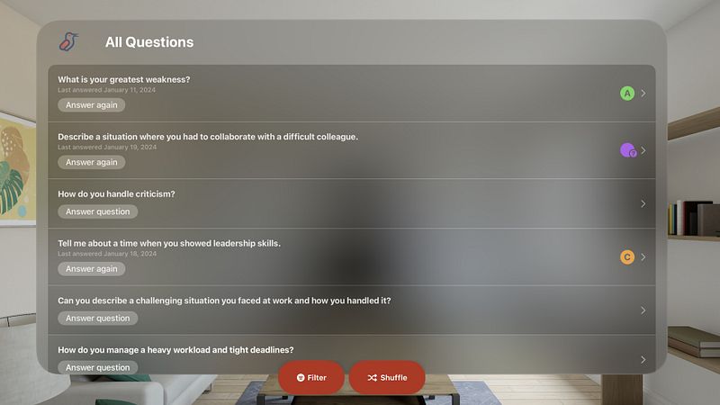 Screenshot of Interview Prep Soft Questions