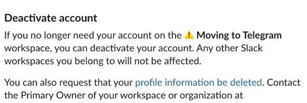 The image displays a Slack interface for deactivating an account.