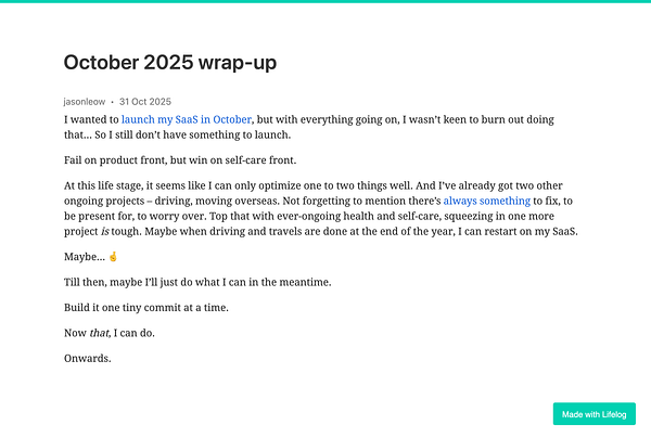 A personal reflection on the challenges and priorities faced in October 2025.