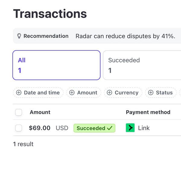 The image displays a transaction summary interface showing a successful sale.