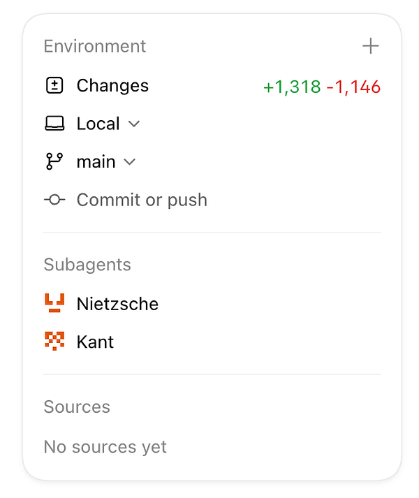 Screenshot of a Todoist task with colorful subagent names in a Kanban-style project board interface.