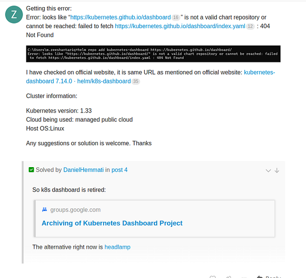 Screenshot of a Kubernetes forum question about LDAP binding exceptions with detailed error and configuration information.