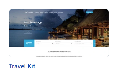 Screenshot of multiple accommodation booking website templates displayed in a grid layout on a web browser.