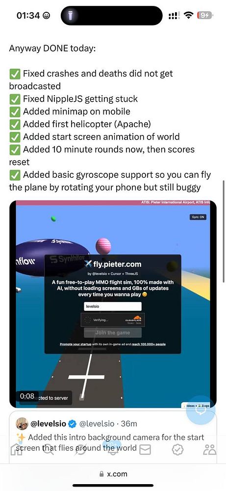The image displays a mobile interface showcasing a game update and a gameplay screen.