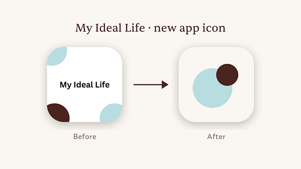 Comparison of the old and new app icon designs for 'My Ideal Life'.