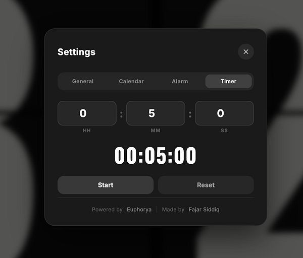 Screenshot of the settings menu in FlapClock with various options under categories like Weather, Timezone, and more.