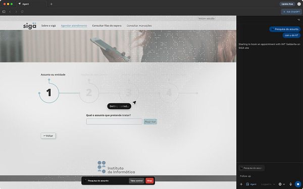 The image displays a web interface for booking an appointment on the SIGA platform.