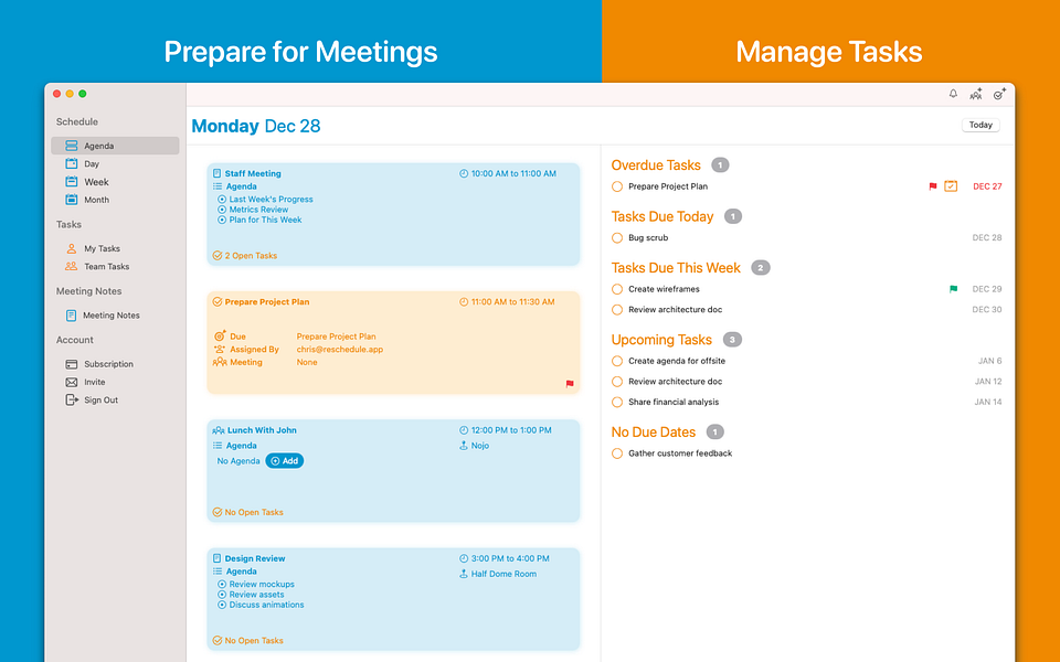Re:Schedule for Mac