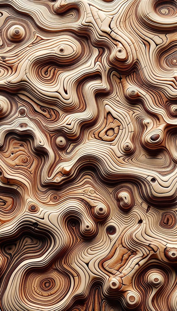 a close-up photo of a wooden surface showing distinctive patterns and markings of figuring