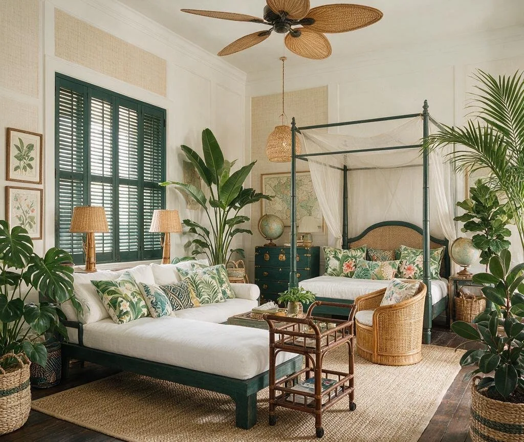 A living room in the Tropical style