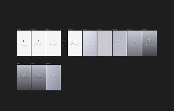 The image displays a series of mockup placeholders for a design project.