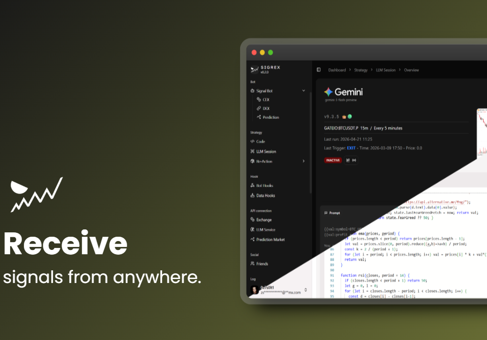Sigrex – Automated trading platform for real-time signals with AI or JavaScript
